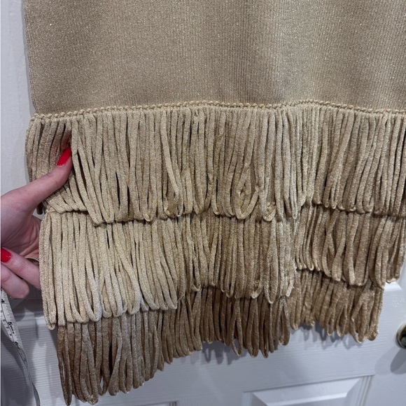 Sandro Gold Fringe Trim Mini Dress NEW - Picture 5 of 8